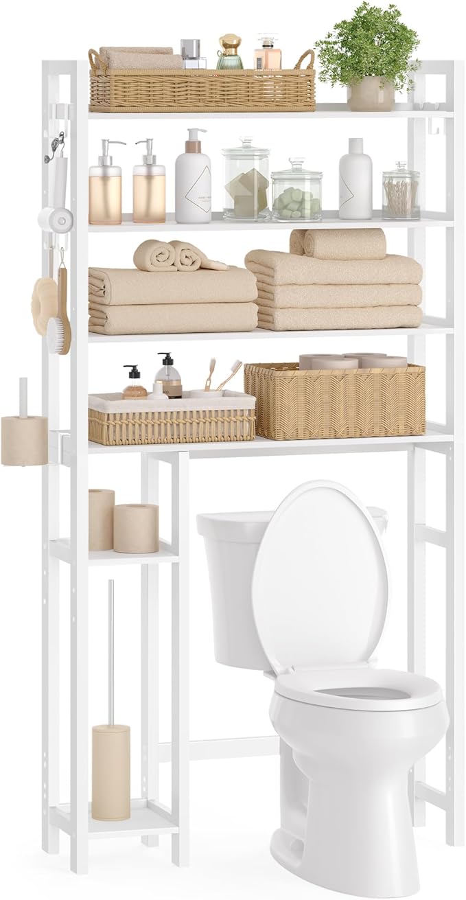 SONGMICS 4-Tier Bamboo Over the Toilet Storage with Adjustable Shelves by Unknown