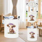 Round Cute calf Laundry Hamper Waterproof Fabric Home Storage - Image 6