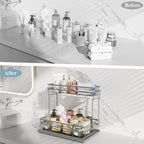 1 Pack Under Sink Organizers and Storage, 2 Tier Pull Out Cabinet Organizer, Metal Sliding Drawer Storage for Kitchen Bathroom，Gray - Image 4