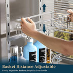 Consumest Over The Door Shower Caddy - 4 Tier Adjustable Hanging Shower Organizer Shelf with 2 Soap Holders & 22 Hooks, Rustproof Easy Installation Hanging Storage Rack for Bathroom, Silver - Image 2