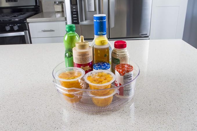 Kitchen Spaces Large Lazy Susan Organizer Bin, Pantry Rack or Deep Cabinet Turntable Shelf Storage, High Sides to Prevent Spills, BPA-Free Plastic, Clear and Sturdy with Full Spin - Image 3