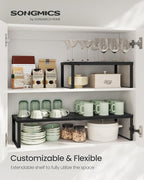 SONGMICS Spice Rack, Expandable Kitchen Countertop Shelf, Steel - Image 2