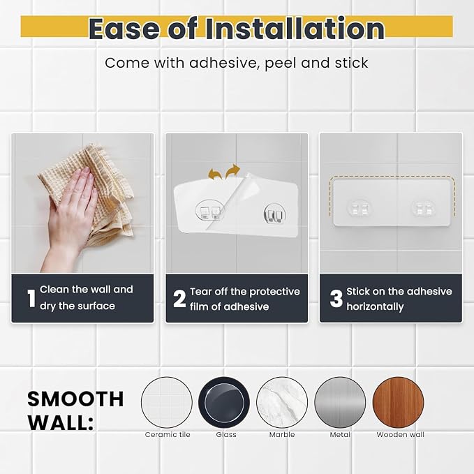 OMAIRA 3-Pack Shower Caddy with Soap Holder, Adhesive Rustproof No-drill Strudy Loading Inside Shower Organizer Shelves Rack Storage Bathroom Organization for Smooth Wall Glass Tile, Black (X-Large) - Image 6