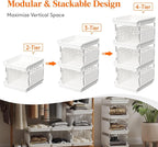 Lifewit Plastic Stackable Storage Baskets, 4 Tier Stacking Bins for Food and Clothes, Multifunctional Organizer for RV, Kitchen, Playroom, Pantry and Bathroom, 13.8"D x 11.8"W x 28.3"H, 1 Pack, White - Image 4