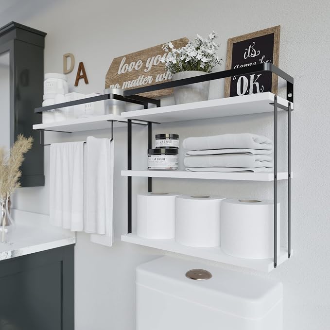 RICHER HOUSE Floating Shelves Bathroom, Wall Mounted Shelf Over Toilet - Image 3