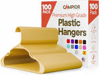 Plastic Clothes Hangers – Heavy Duty Hanger Set, for Organizing Clothes, Dresses, and Coat, Holds Up to 5 lbs, Space-Saving Hangers with Non-Slip Shoulder Grooves, Pack of 100, Yellow by Campior