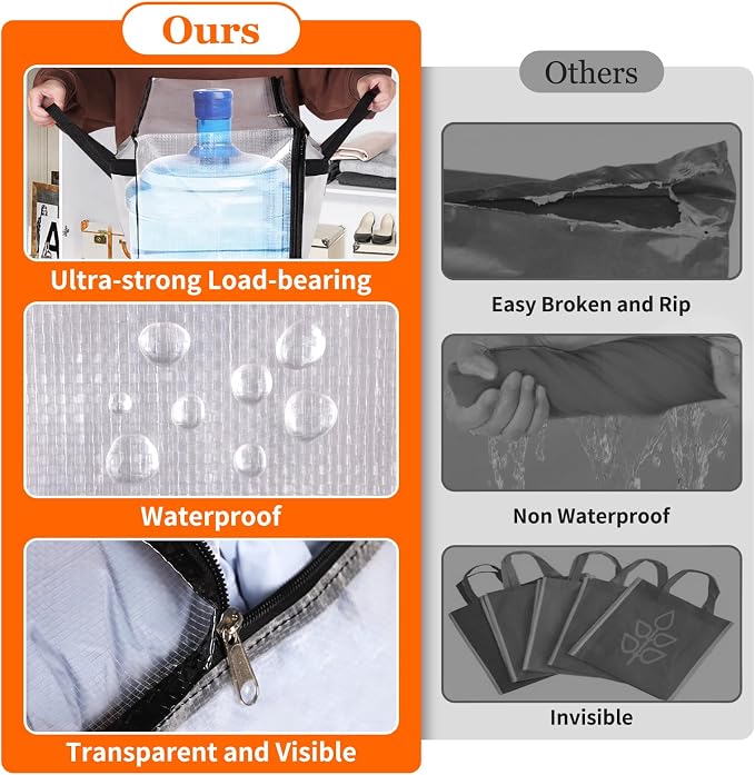 TasticTotes 6 Pack Clear Storage Bags for Comforter, Clothes & Bedding, 90L | Plastic Blanket Storage with Zipper & Handle, Foldable Moving Bags, Closet Organizer and Under-Bed Storage Containers - Image 5