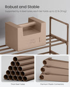 SONGMICS Shoe Rack, 3-Tier Shoe Organizer, Metal Storage Shelf | for Entryway, Upright or Upside Down, for 16-20 Pairs, Stackable, 11.8 x 36.2 x 21.7 Inches, Walnut Brown ULSA303K01 - Image 7