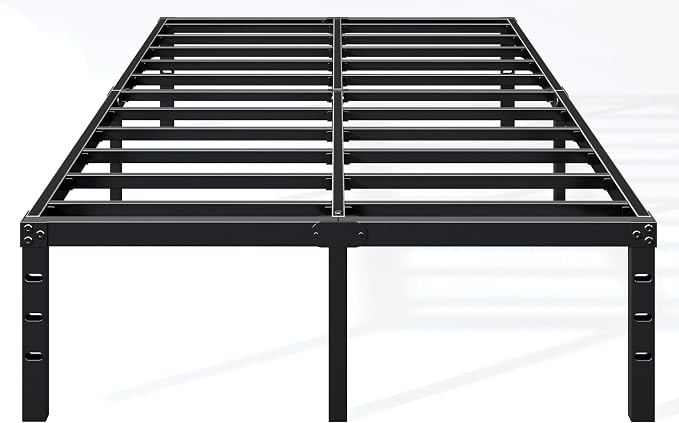 Hafenpo 18 Inch Full Bed Frame, Under Bed Storage, Black by Hafenpo