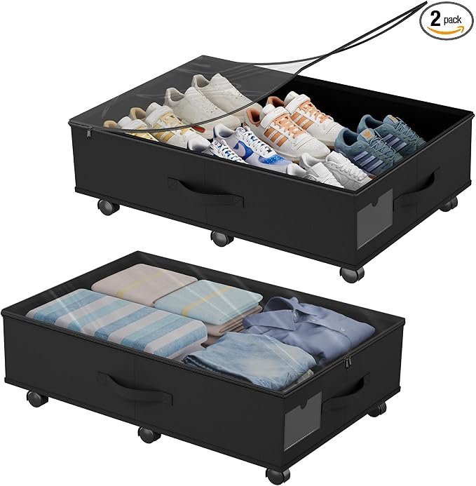 Babenest 2-Pack Under Bed Storage Organizer on 6 Wheels for Clothes by Babenest