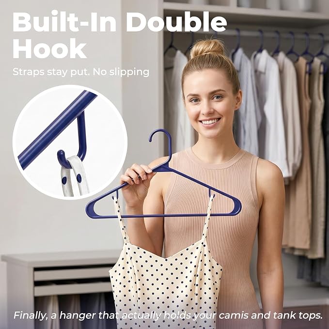 HOUSE DAY Blue Plastic Hangers 60 Pack, Slim Space-Saving Clothes Hangers - Image 4