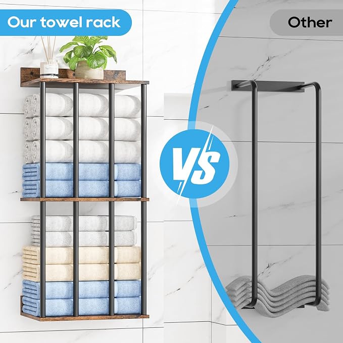 Towel Racks for Bathroom Wall Mounted, Updated 4 Bar Wall Towel Holder - Image 6