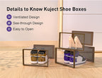 Kuject X-Large Shoe Storage Boxes 12 Pack, Clear Stackable Shoe Organizer | Shoe Case for Closet, Entryway & Under-Bed Storage, Drop-Front Design, Space-Saving Solution for Family Organization,Brown - Image 5
