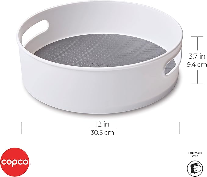 Copco 12 Inch Non-Skid Lazy Susan Turntable Organizer for Cabinet, Kitchen, Pantry, Bathroom - Smooth-Glide Rotating Storage with Raised Rim and Handles - Image 2