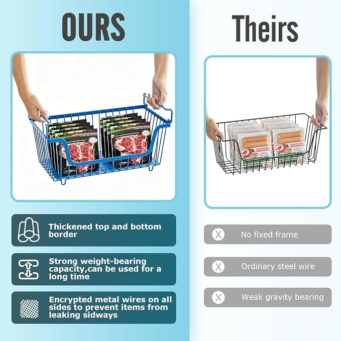 4 Pcs Stackable Wire Baskets for Pantry Organizers and Storage,blue, - Image 6