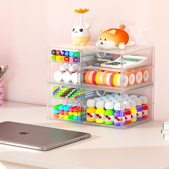 caktraie Acrylic 2-Pack 7-Drawer Makeup & Storage Organizer for Bath,Desk - Image 5
