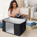 Fab totes 10 Pack Storage Bags for Clothes Blanket Storage Bins with Lids | Foldable Closet Organizers with Zippers,Window and Handles,Fabric Storage Bins for Sweater,Comforter,Bedding,Dorm essentials - Image 3