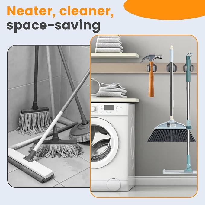 4 Pack Strong Magnetic Broom Holder, Black - Image 7