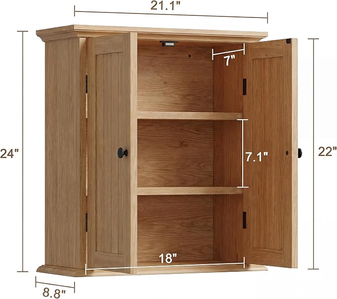 ChooChoo Bathroom Wall Cabinet with 2 Doors, Over The Toilet - Image 3