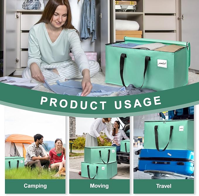 Moving Bags Heavy Duty Mint Green – Large Packing Bags for Moving, Extra Large Storage Totes with Zippers and Handles - Image 6