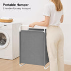 STO STO Laundry Hamper, 75L Laundry Basket with Coated Fabric Bag, Lightweight Portable Dirty Clothes Hamper, Laundry Bin with Metal Frame for Laundry Room, Bedroom, Closet and Dorm, Gray Fabric - Image 5