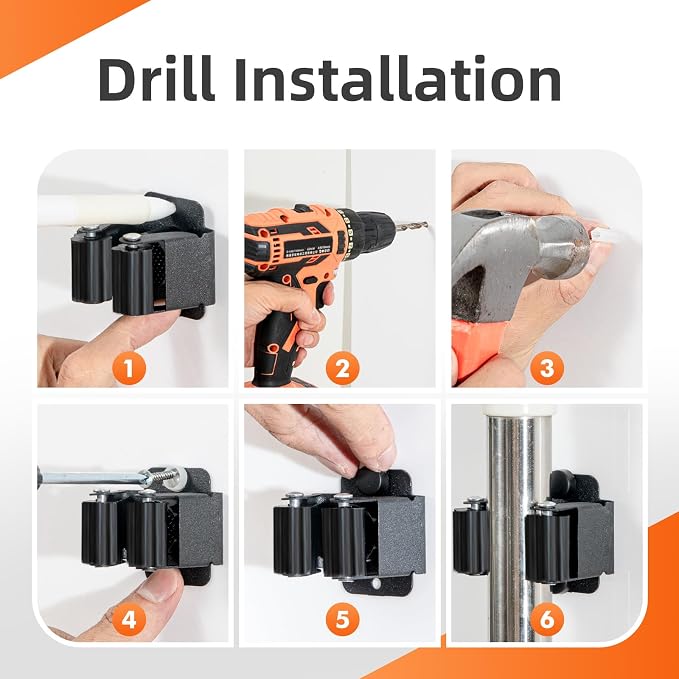 12 PCS Broom Holder Wall Mount, Upgraded Heavy Duty Mop and Broom Holder Wall Mount, Stainless Steel Broom Hanger Mop Holder Rack for Kitchen Laundry Garden Tool Organizer - Image 8