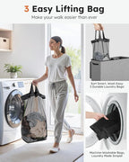 SOLEDI Large Laundry hamper 3 Section with Laundry Bag, XL Clothes Basket - Image 4