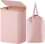 Lifewit 80L Large Laundry Basket with Lid, Removable Bags, Pink by Lifewit