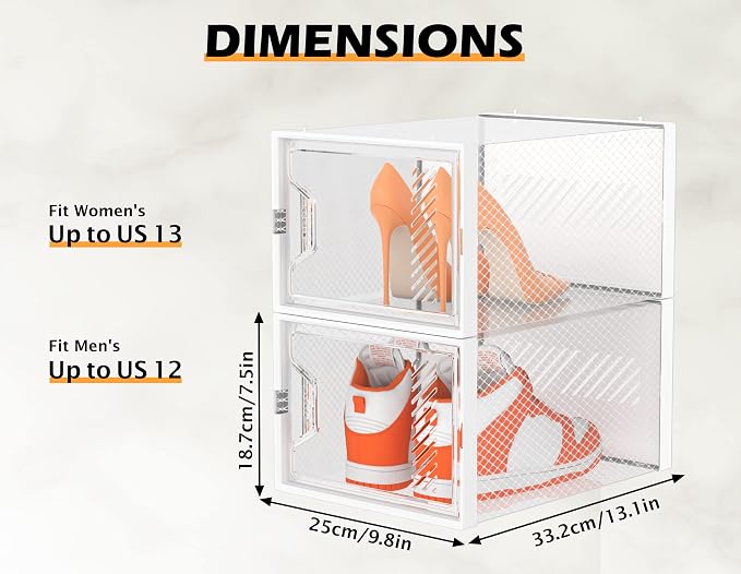 SIMPDIY XL Clear Shoe Storage Boxes, Stackable Shoe Organizer for Closet - Image 3