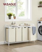 VASAGLE Laundry Hamper with Shelf, 4 Pull-Out Bags, 4 x 10.6 Gallons (40L) - Image 2
