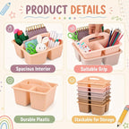 6 Pack Plastic Classroom Organizer Caddy with Handle, Boho Pastel - Image 3