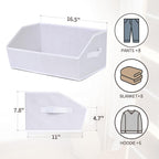 Homsorout Closet Baskets for Shelves - Decorative Storage Baskets with Handle, Trapezoid Closet Bins for Organization, Shelf Storage Bins for Clothes, Books, Home, Office, 8 Pack, White - Image 2