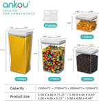 Ankou Food Storage Containers Pop Airtight Food Storage Containers with Lids for Kitchen Pantry Organizing Cereal Snack Flour Sugar Coffee Spaghetti Stackable - 8 Pcs (1.2, 2.0, 2.7, 3.3qt)*2 - Image 6