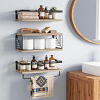 Fixwal Wall Mounted Bathroom Shelves Over Toilet (3+1 Light Brown) - Image 5