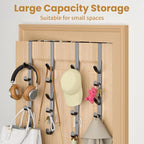 Kaiferty Over the Door Hooks, Metal Door Hooks for Hanging, Over the Door Purse Organizer for Coat Hanger, Back of Shower Door for Hanging Towel Rack Clothes, Hat, Bathroom, Closet (Black-4Packs) - Image 3