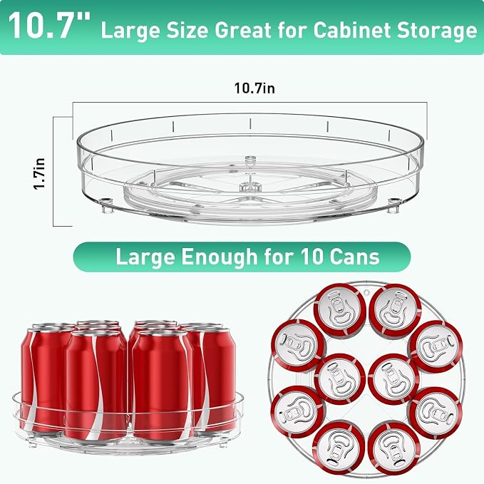 Optish 2 Pack Large Lazy Susan Organizer for Cabinet, Non-Skid, 10.7" - Image 3