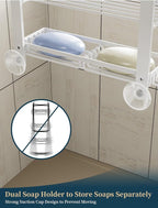 Consumest Over The Door Shower Caddy - 4 Tier Adjustable Hanging Shower Organizer Shelf with 2 Soap Holders & 22 Hooks, Rustproof Easy Installation Hanging Storage Rack for Bathroom, White - Image 4