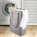 Laundry Basket with Handles Grey Coffee-Slim Laundry Bin Collapsible Dirty Clothes Basket Narrow Laundry Bag Foldable Dirty Hamper for Camping, Dorms, Apartments - Image 7