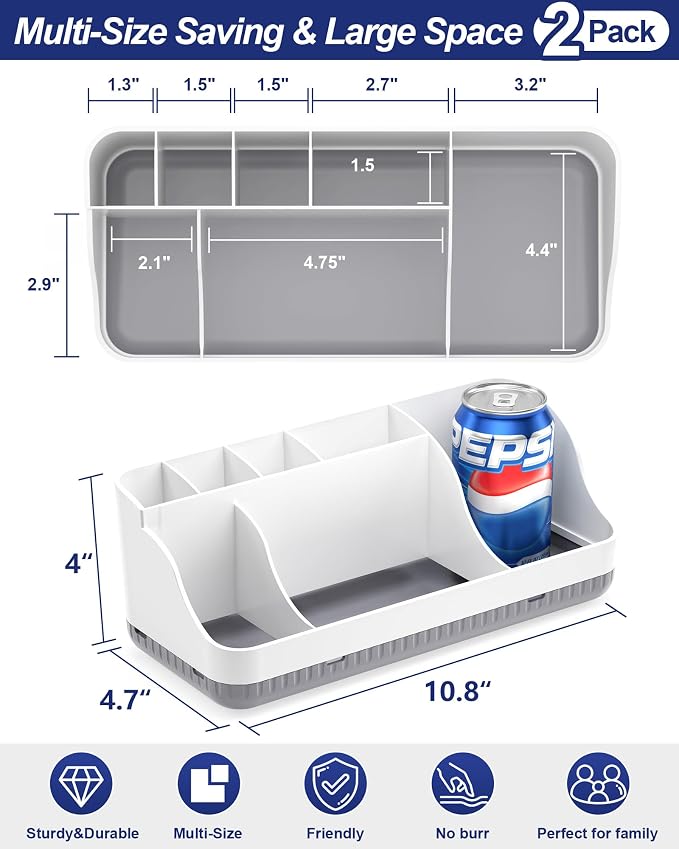 Bathroom Counter Organizer and Storage, 7 Slots Detachable Toothbrush Holders for Bathrooms, Anti-Slip Electric Toothbrush and Toothpaste Holder Countertop Vanity Organizer Accessories for Adults Kids - Image 2