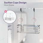 SWTYMIKI Shower Caddy Hanging Organizer - Over the Door Shower Caddy with 6 Hooks, 2 Installation Ways, Stainless Steel Rustproof Bathroom Organizer, Sand Nickel - Image 6