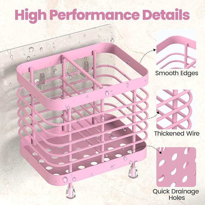 Luxspire Toothbrush Holders for Bathroom, Stainless Steel, 2 Slots, Pink - Image 5