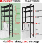 Over-The-Toilet Storage Rack 4-Tier,Bathroom Organizer Shelf Over Toilet,Adjustable Wooden Shelves and Basket,Freestanding Above Toilet Shelf,Space Saver for Rooms(Black Rack-Black Shelves) - Image 2