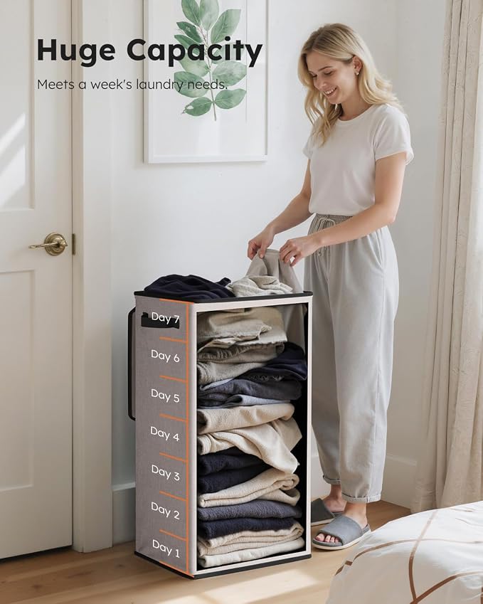 SOLEDI 100L Laundry Hamper with Lid, Large Collapsible Laundry Basket - Image 3