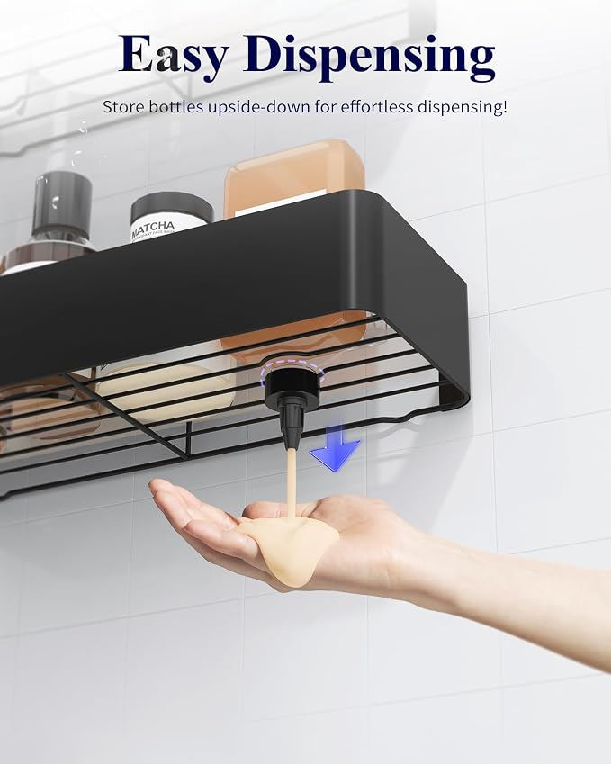 Kitsure Shower Caddy Adhesive, Stylish Shower Organizer, X-Large, Black - Image 6
