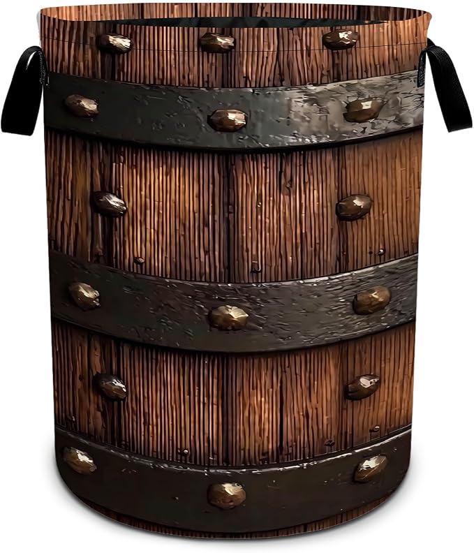 Wood Texture Print Laundry Basket Foldable Laundry Hamper With Handles Clothes Storage Bucket Organizer Laundry Bag For Bedroom Bathroom Laundry Storage 19.6 x 15.7 by WtallasiSei