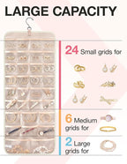 BAGSMART Hanging Jewelry Organizer Necklace/Earring/Ring 2-Sided L Beige - Image 3