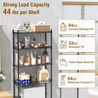 EAGMAK 4 Tier Over The Toilet Storage Rack, Bathroom Organizers and Storage Over Toilet with Adjustable Shelf and Basket, Above Toilet Storage Bathroom Cabinet for Small Space (Black) - Image 5