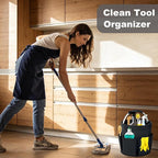 Cleaning Caddy with Handle, 17L Foldable Cleaning Supplies Organizer, Portable Storage Basket, Cleaning Supply Caddy, Multifunctional Cleaning Bucket Bag for Garden, Home, Kitchen (Black) - Image 2