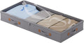 FHSQX Under Bed Storage Container 3 Inches Low Profile Under-bed Organizer Bins Slim Under Couch Storage Box Ideal For Seasonal Clothes Blankets Towel Fabric (1, Drak Grey, 31.5 * 17 * 3in) by FHSQX