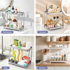 2-Tier Acrylic Bathroom Vanity Organizer, Silver - Image 5